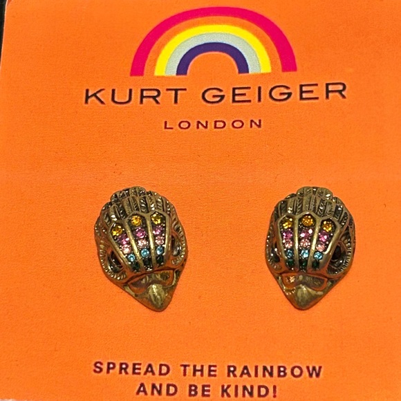 Kurt Geiger NWOT Gold Tone W/Multicolor Earrings with Dust Bag - Picture 5 of 7